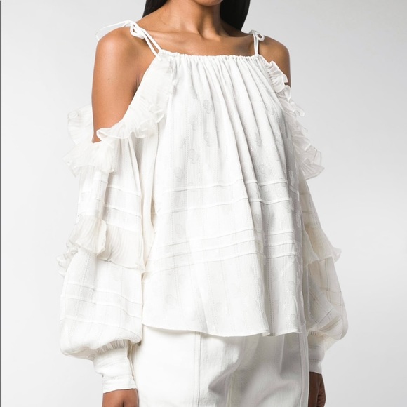 Isabel Marant Margo Ruffled Metallic Stripe Blouse